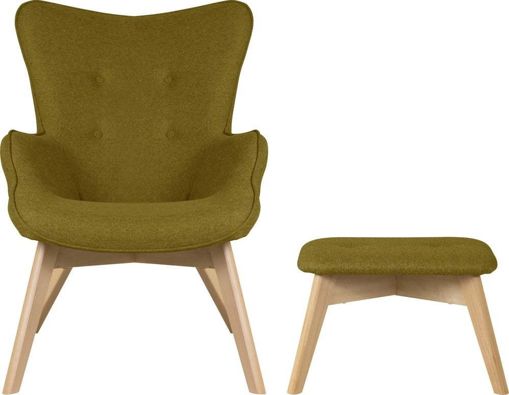 Zelené křeslo s podnožkou Niko – Ropez