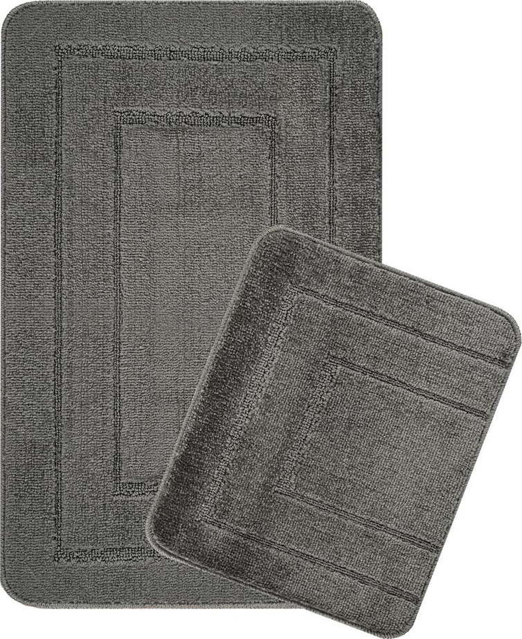 Antracitové koupelnové předložky v sadě 2 ks 50x80 cm Cerceve – Foutastic