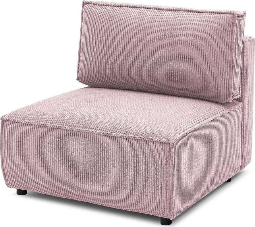 Světle růžový manšestrový modul pohovky, středový díl Nihad modular – Bobochic Paris