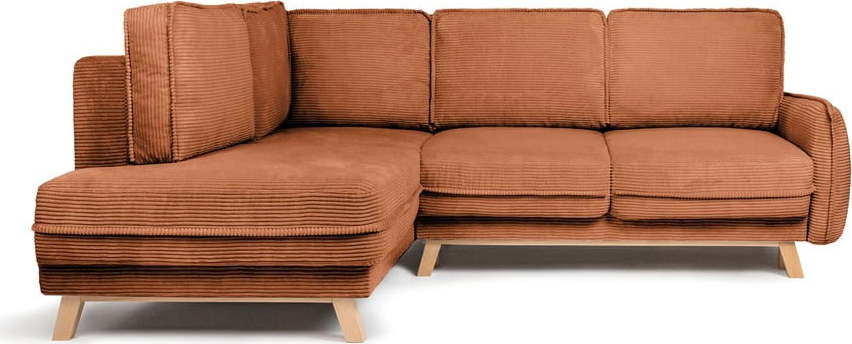 Oranžová manšestrová rozkládací rohová pohovka (levý roh) Tori – Bonami Selection