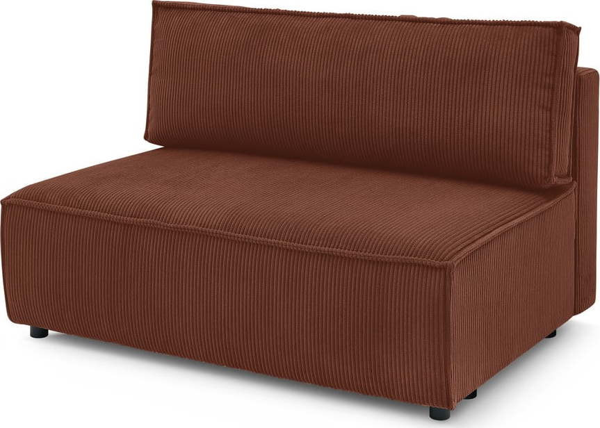 Manšestrový modul pohovky v cihlové barvě, středový díl Nihad modular – Bobochic Paris