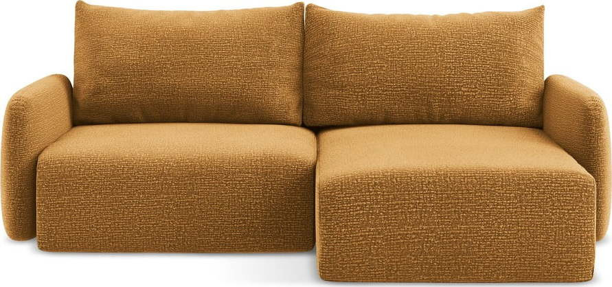 Oranžová rozkládací/s úložným prostorem rohová pohovka (pravý roh) Kalena – Makamii