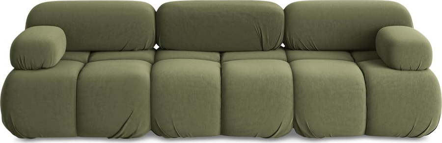 Světle zelená sametová modulární pohovka 285 cm Lokua – Makamii