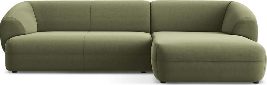 Zelená sametová rohová pohovka (pravý roh) Moana – Makamii