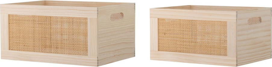 Dekorativní dřevěné úložné boxy v přírodní barvě v sadě 2 ks 39x29x20 cm Piana – Bloomingville