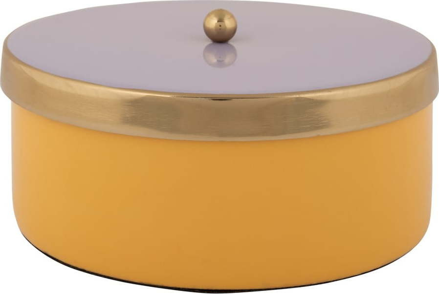 Žlutý dekorativní kovový úložný box ø 16x6 cm Double Funky – PT LIVING