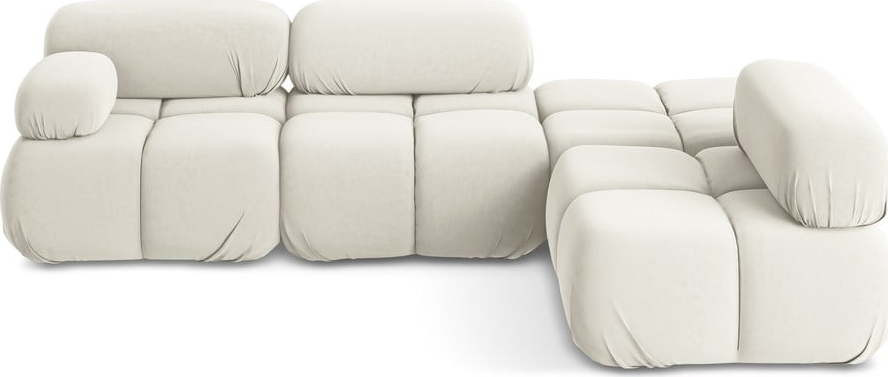 Bílá sametová modulární rohová pohovka (pravý roh) Lokua – Makamii