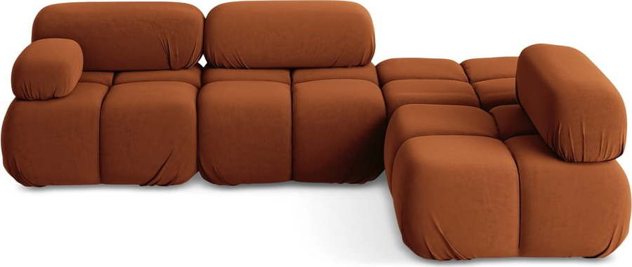 Oranžová sametová modulární rohová pohovka (pravý roh) Lokua – Makamii