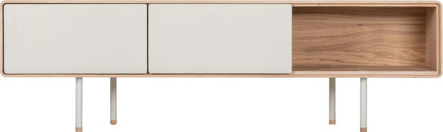 TV stolek z dubového dřeva v bílo-přírodní barvě 160x48 cm Fina – Gazzda