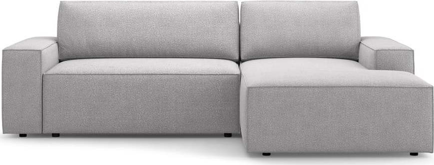 Světle šedá rozkládací rohová pohovka z textilie bouclé (pravý roh) Jodie – Micadoni Home