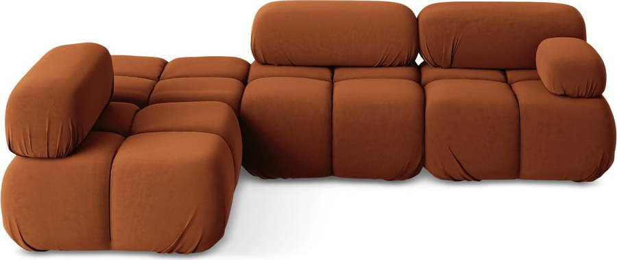 Oranžová sametová modulární rohová pohovka (levý roh) Lokua – Makamii