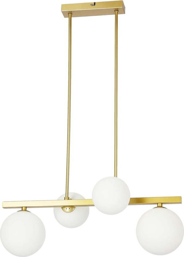 Závěsné svítidlo se skleněným stínidlem v bílo-zlaté barvě Kama – Candellux Lighting