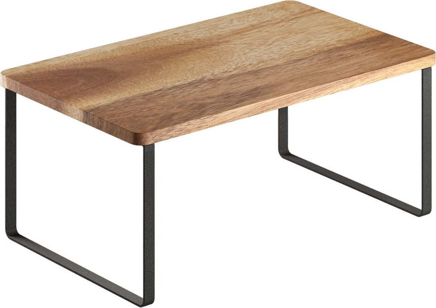 Dřevěná přídavná polička v matně černo-přírodní barvě 32x19 cm York – Metaltex