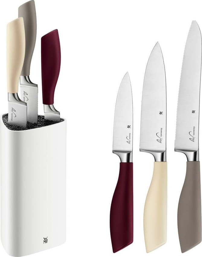 Sada nožů se stojanem z nerezové oceli 3 ks Joy – WMF