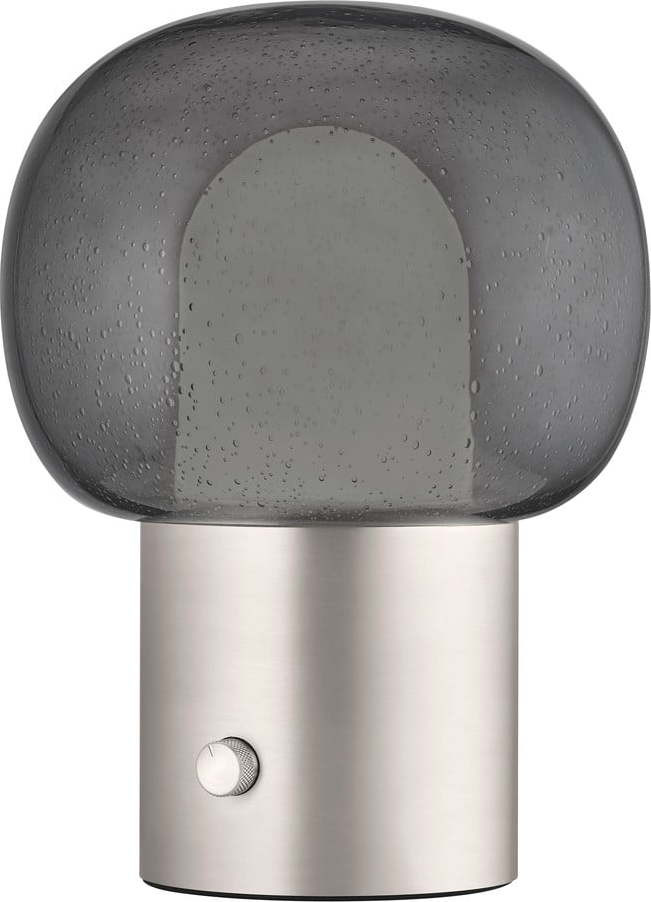 Hliníková LED stolní lampa ve stříbrné barvě se skleněným stínidlem (výška 32 cm) Iris – Blomus