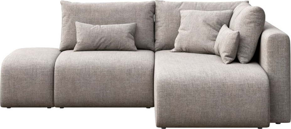 Světle šedá rozkládací rohová pohovka s úložným prostorem (pravý roh/s lenoškou) Lumine – Ghado