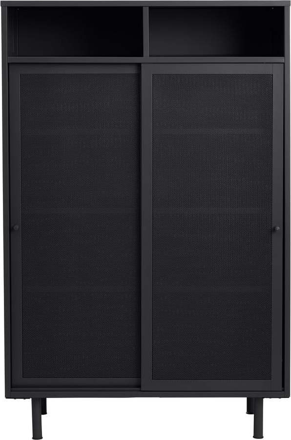 Černá kovová skříňka s posuvnými dveřmi 90x140x40 cm Veep – Unique Furniture