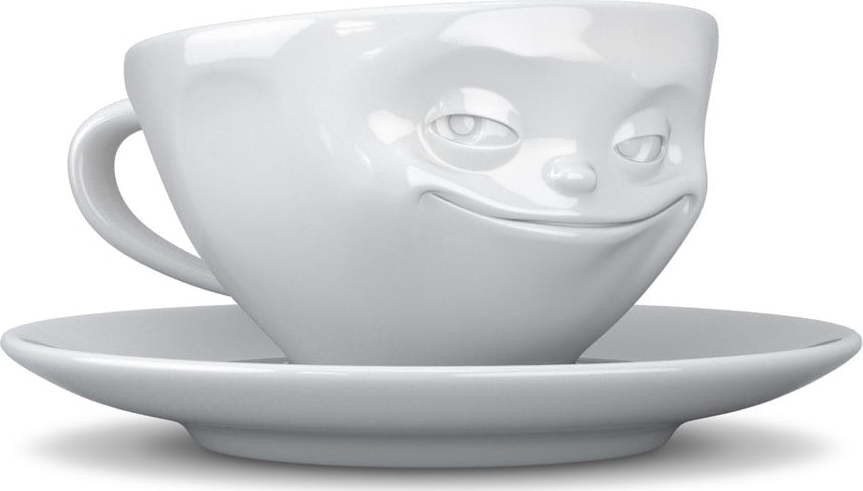 Bílý porcelánový šálek na kávu 58products Smiley, objem 200 ml