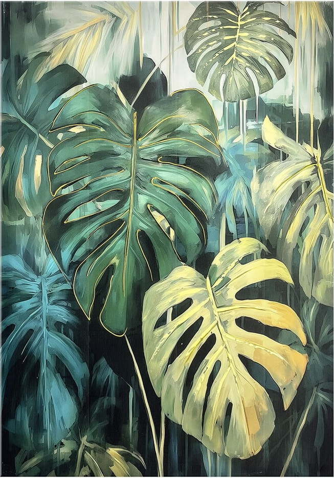 Obraz s ručně malovanými prvky 70x100 cm Monstera – Styler