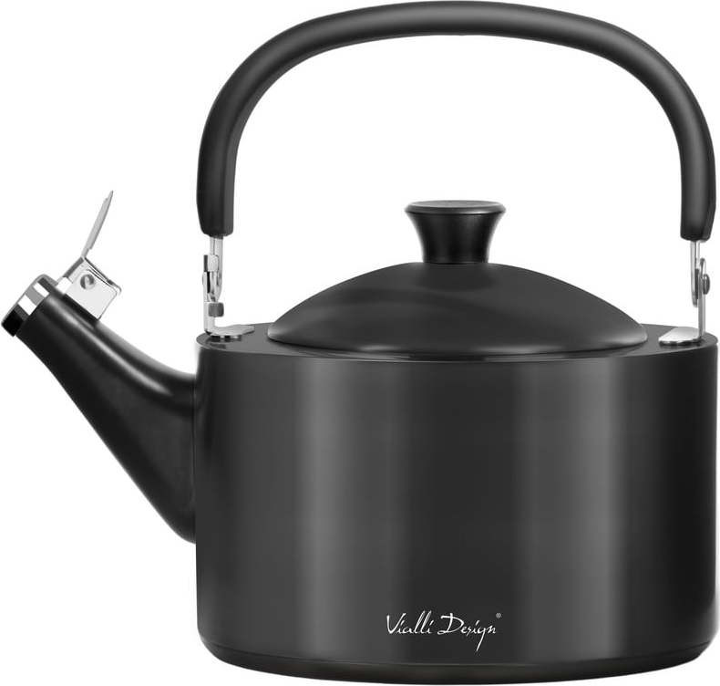 Černá varná konvice s pístem Vialli Design Diamante, 1,5 l