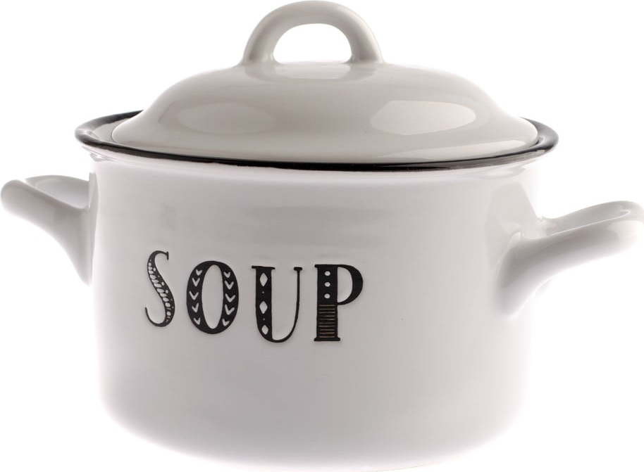 Bílý keramický hrnec s pokličkou 700 ml Soup – Dakls