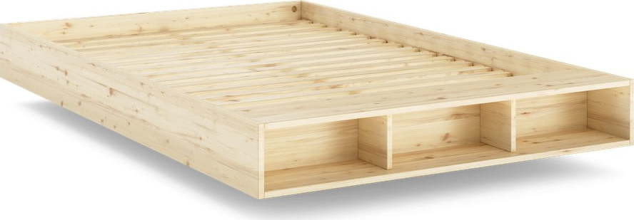 Dvoulůžková postel z borovicového dřeva s roštem 140x200 cm v přírodní barvě Merge – Karup Design