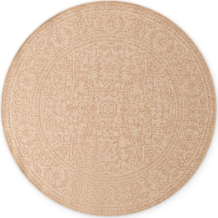 Kulatý vnitřní a venkovní koberec v béžové a slonovinové barvě ø 160 cm Duet Kona – NORTHRUGS