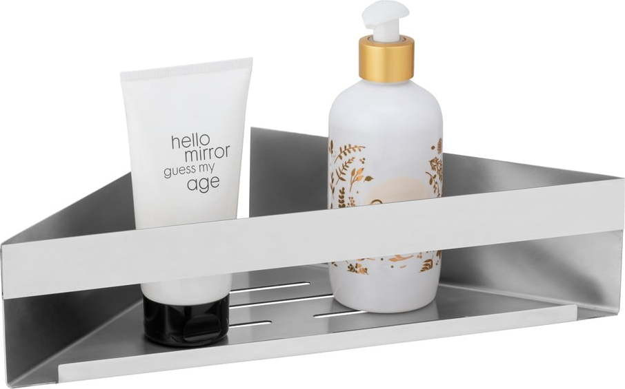 Rohová samodržící koupelnová polička z nerezové oceli v matně stříbrné barvě Genova – Wenko