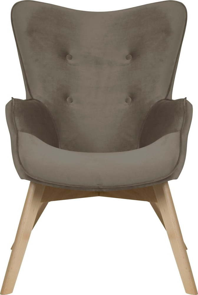 Světle hnědé sametové křeslo Niko – Ropez