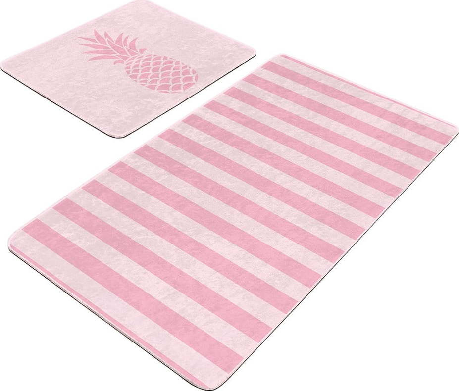 Růžové sametové koupelnové předložky v sadě 2 ks 60x100 cm – Mila Home