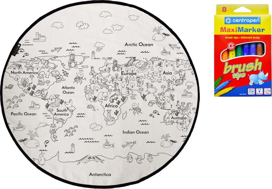 Vybarvovací dětský koberec Butter Kings Colouring World, ø 130 cm