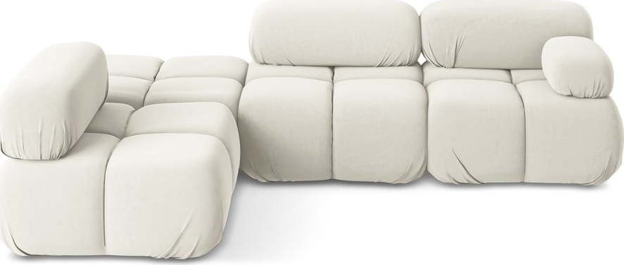 Bílá sametová modulární rohová pohovka (levý roh) Lokua – Makamii