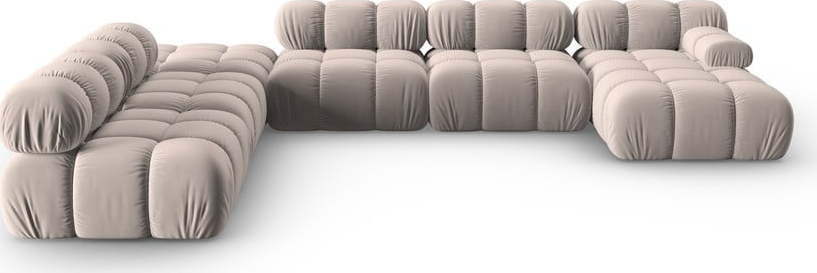 Světle hnědá sametová modulární rohová pohovka (levý roh/do 