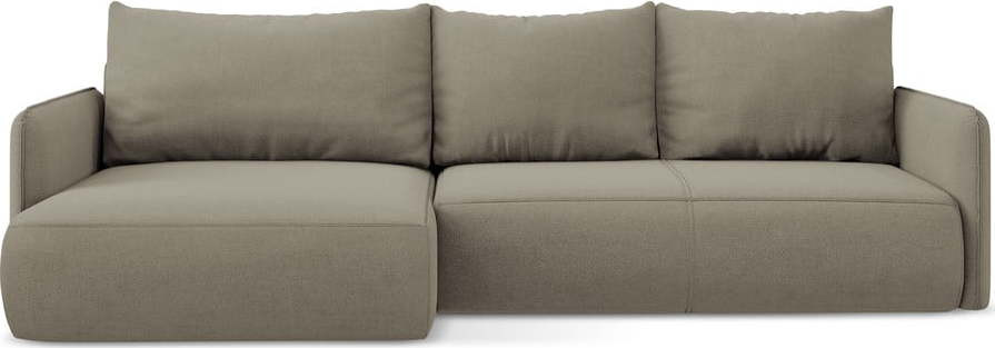 Béžová rozkládací/s úložným prostorem rohová pohovka (levý roh) Nanea – Makamii