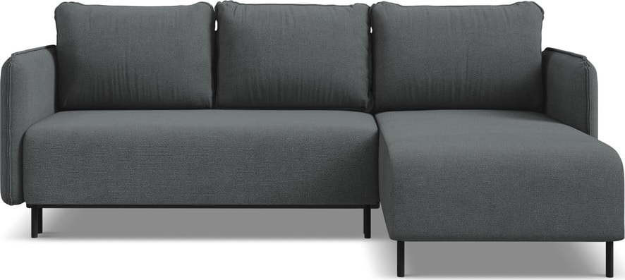 Tmavě šedá rozkládací/s úložným prostorem rohová pohovka (pravý roh) Luana – Makamii