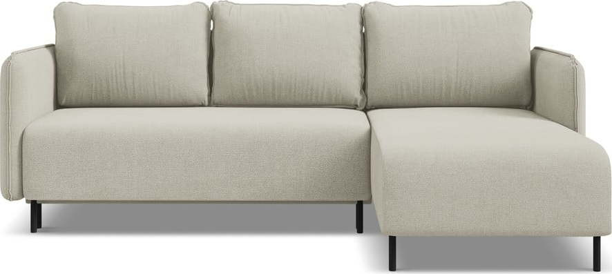 Béžová rozkládací/s úložným prostorem rohová pohovka (pravý roh) Luana – Makamii