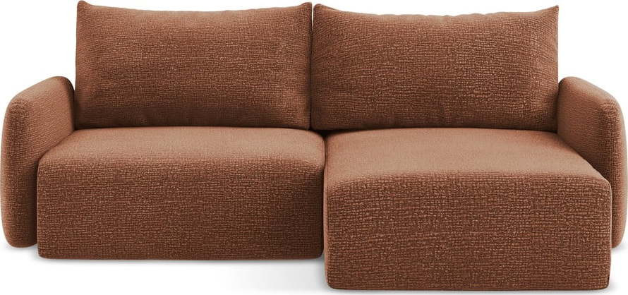 Rozkládací/s úložným prostorem rohová pohovka v cihlové barvě (pravý roh) Kalena – Makamii