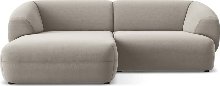 Béžová sametová rohová pohovka (levý roh) Moana – Makamii