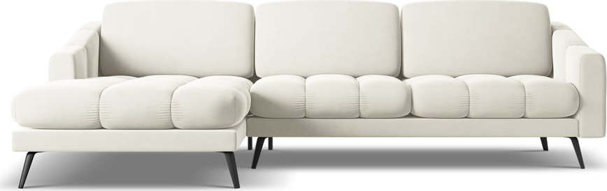 Krémová sametová rohová pohovka (levý roh) Nalu – Makamii