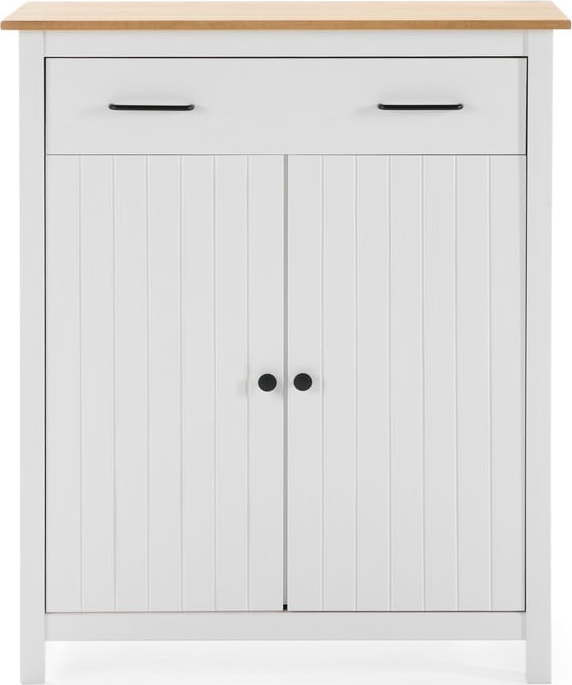 Bílá vysoká komoda z borovicového dřeva 90x110 cm Miranda – Marckeric