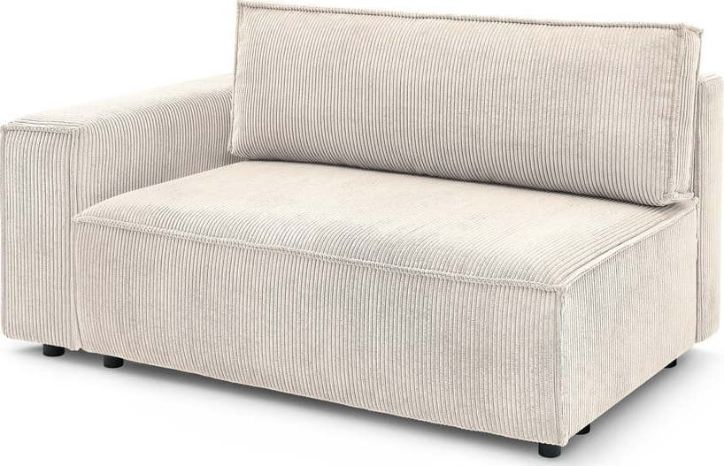 Krémový manšestrový modul pohovky, levý roh Nihad modular – Bobochic Paris