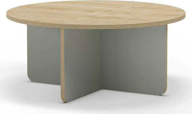 Kulatý konferenční stolek s deskou v dubovém dekoru ve světle zeleno-přírodní barvě ø 80 cm Hillary – Marckeric