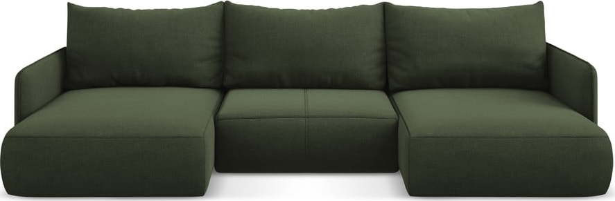 Zelená rozkládací/s úložným prostorem rohová pohovka Nanea – Makamii