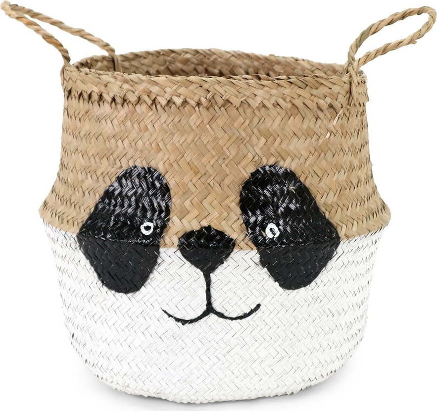 Dětský koš na hračky z mořské trávy v bílo-přírodní barvě ø 25x24 cm Panda – Compactor