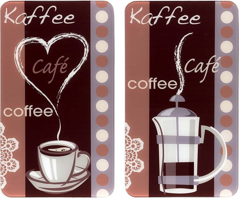 Sada 2 skleněných krytů na sporák Maximex Coffee, 52 x 30 cm