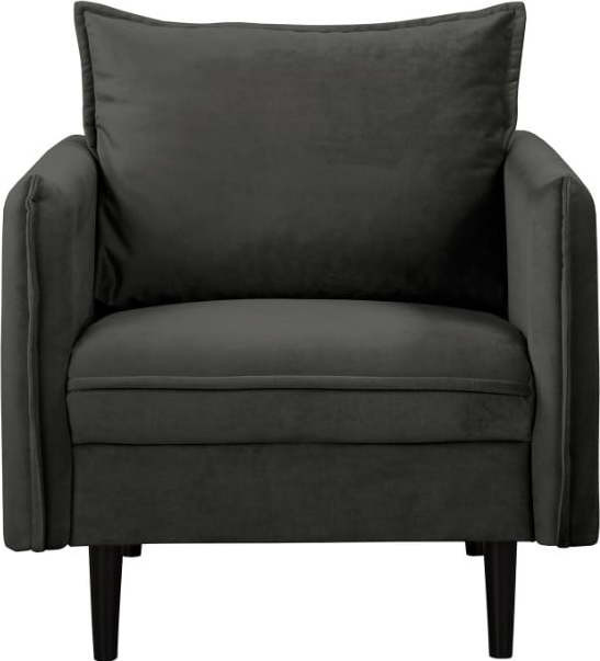 Tmavě šedé sametové křeslo Juli – Ropez