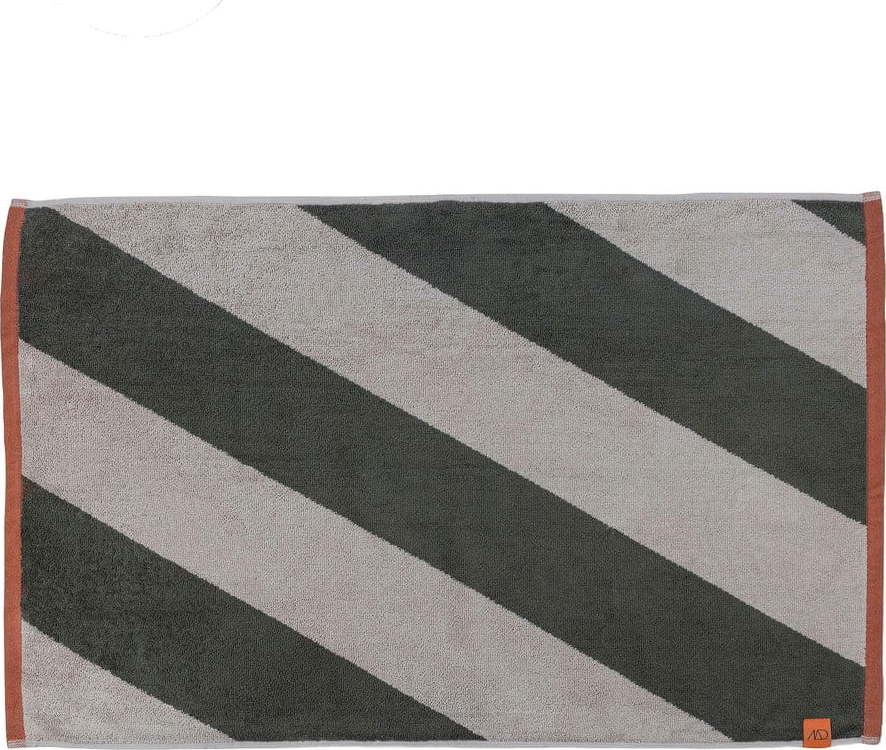 Khaki koupelnová předložka z bio bavlny 50x80 cm Diagonal – Mette Ditmer Denmark