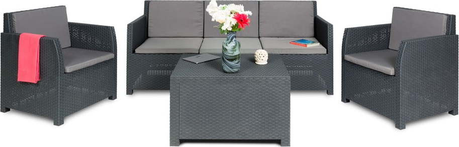 Tmavě šedý plastový zahradní lounge set pro 5 Diana – Toomax