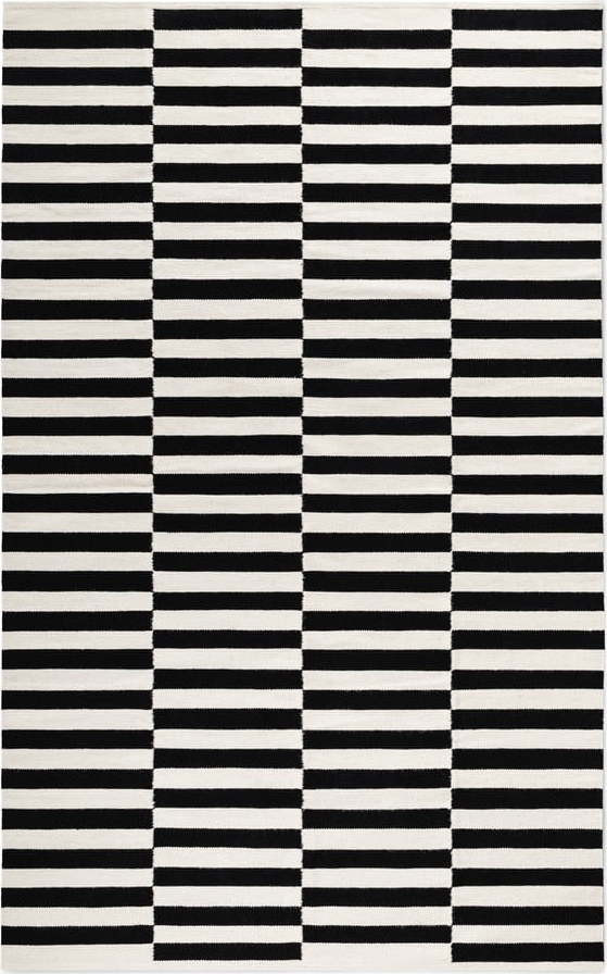 Černo-bílý oboustranný ručně tkaný vlněný koberec 200x300 cm Donna – Hanse Home