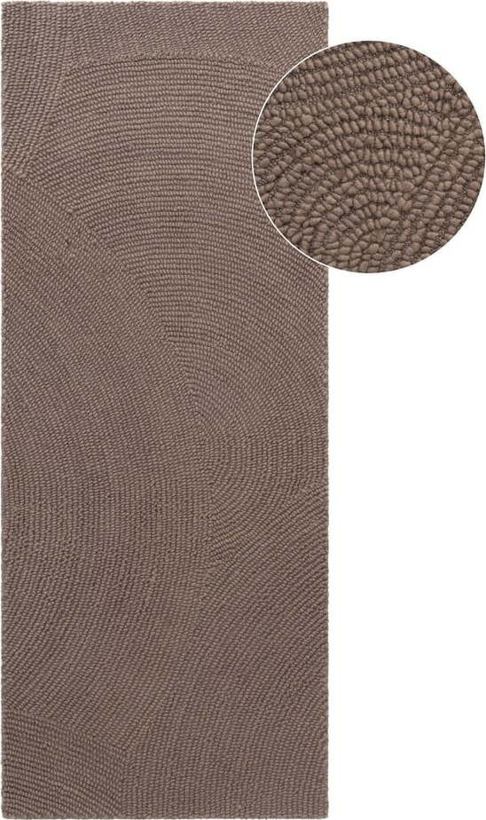 Ručně tkaný vlněný běhoun taupe 80x200 cm Eleni Taupe – Hanse Home